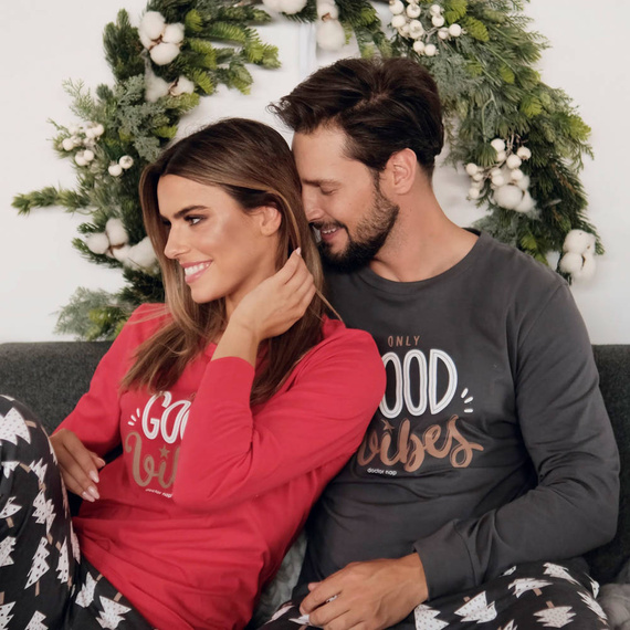 PM.4312 "Good Vibes" Piżama Damska Doctor Nap - spruce red