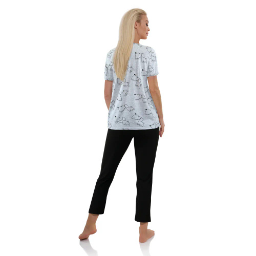 Piżama damska 2425/15 Sesto Senso pieski/szary