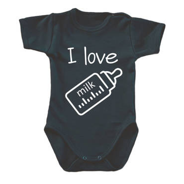 Body krótki rękaw "I love milk" Moocha czarny
