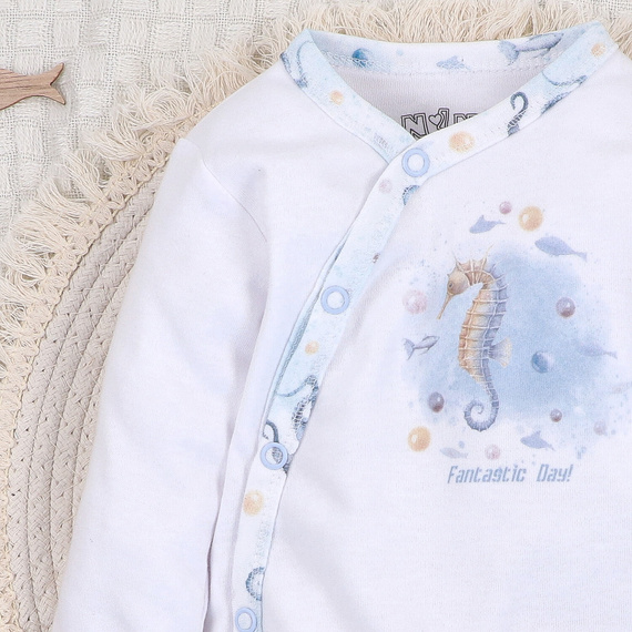 Nini Body Sea Of Joy kopertowe – bawełna organiczna, dla noworodka Nini biały