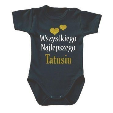 Body krótki rękaw "Wszystkiego najlepszego TATUSIU" Moocha czarny