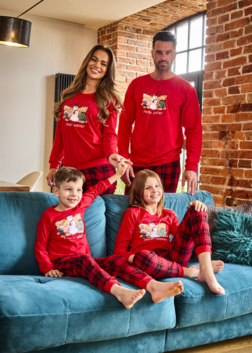 Cornette Winter 594/185, 592/185 – piżama dziewczęca świąteczna czerwona, bawełna