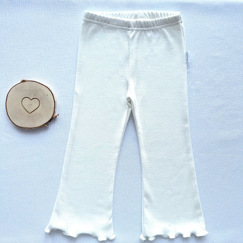 Legginsy prążkowane dzwony dla dziewczynki LJ802 Mamatti - ecru