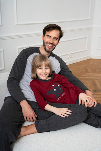 Piżama dla chłopca Morten Italian Fashion bordowy/c.melanż 