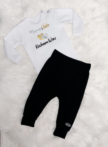 Body z długim rękawem "Mamo i Tato Kocham Was" Bambarillo - ecru