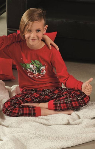 Piżama chłopięca 593/137 966/137 Family Time Cornette - czerwony