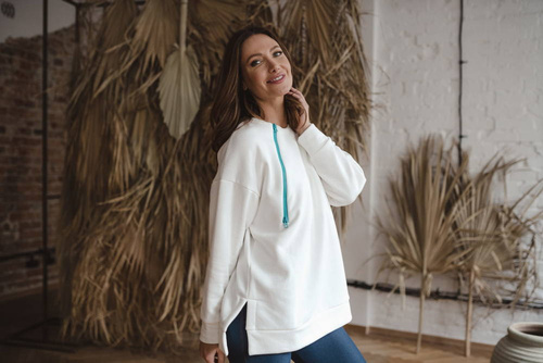 Bluza ciążowa i do karmienia  Mother Earth Milk&Love śmietankowy-turkusowy 