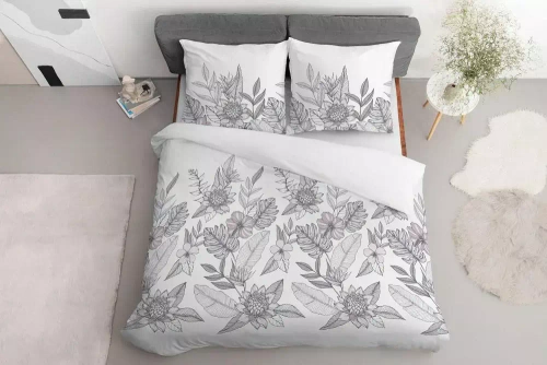 Pościel satynowa kwiaty 4125 B Home Satin Detexpol biały 