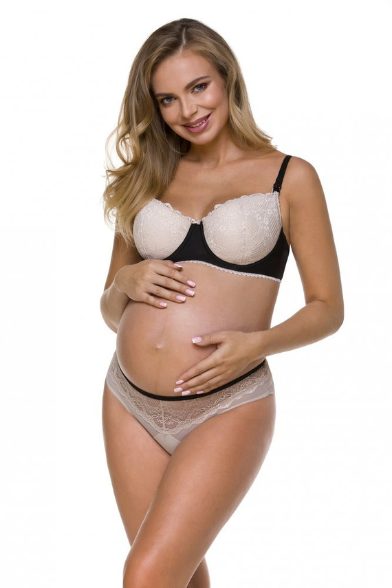 Usztywniany biustonosz do karmienia 3116 Lupoline- czarny-beżowy