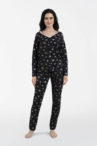 Piżama Damska długi rękaw, długie spodnie Laponia Italian Fashion - druk 