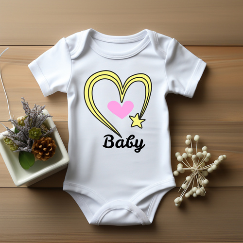 Body krótki rękaw "Baby z sercem dla dziewczynki" Moocha biały