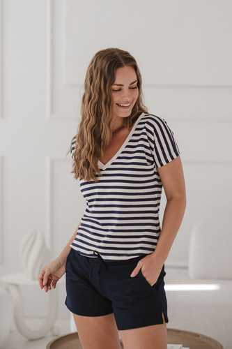 Bluzka Two Ways — ciążowa i do karmienia, dwustronna, krótki rękaw Milk&Love granatowy 