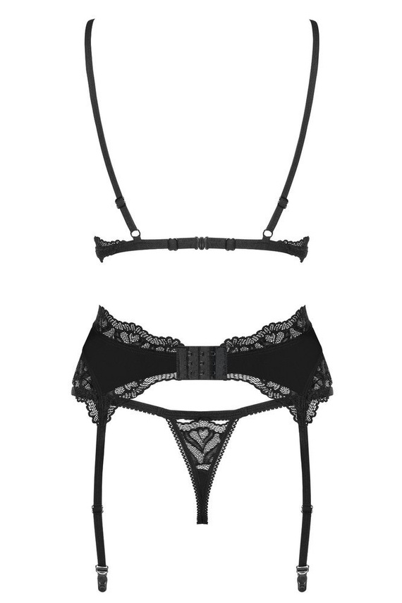 KOMPLET ARISHA SET WITH GARTER BELT Obsessive czarny