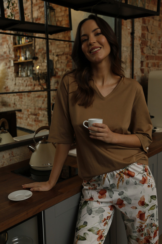 Bluzka piżamowa 86666 Marcella Mewa beżowy