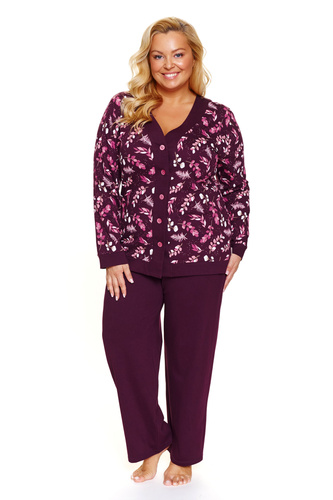 Bawełniana piżama plus size Doctor Nap 7320 – rozpinana i bardzo wygodna - burgundy