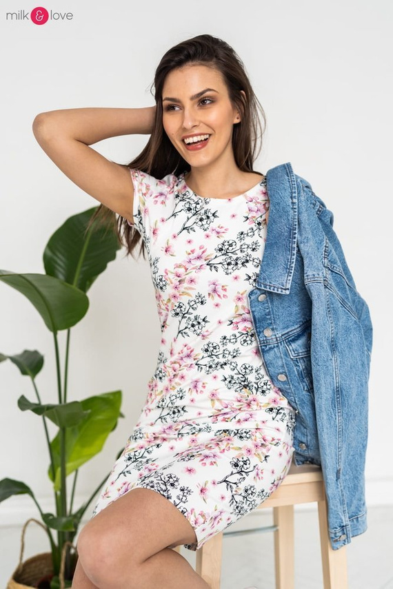 Milky dress sukienka do karmienia krótki rękaw Milk&Love kwiat wiśni