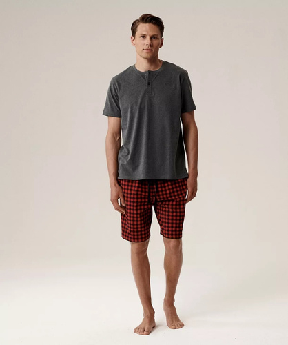 Bawełniana piżama męska NMP-397 – krótki rękaw, przewiewna, idealna na lato