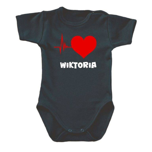 "Puls serca" body krótki rękaw Moocha czarny