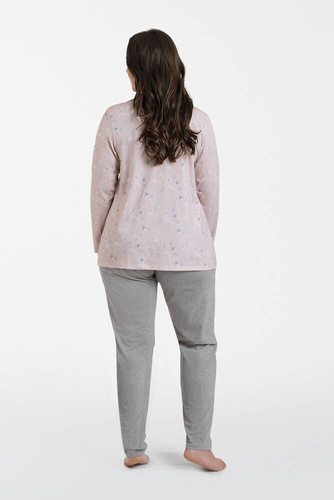 Piżama Damska długi rękaw, długie spodnie Simona Italian Fashion - druk/melanż