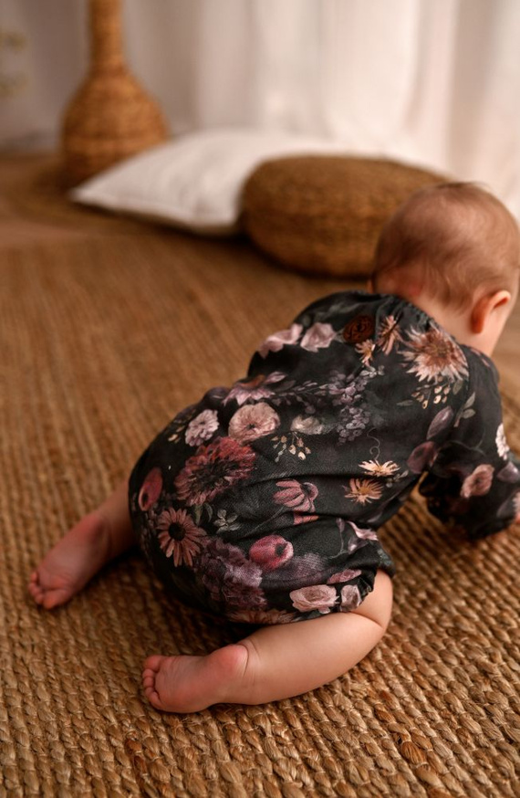 Body bambusowe niemowlęce długi rękaw Mystery of FlowersMakaszka | Bambus 100%