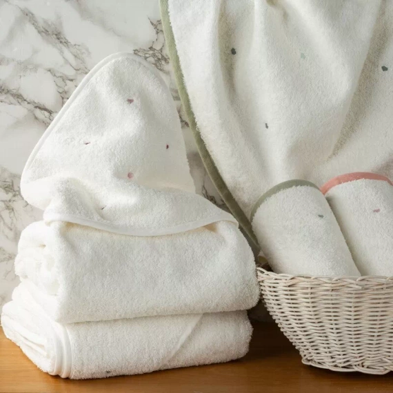 Niemowlęce okrycie kąpielowe Baby 60 Serca Eurofirany biały/miętowy