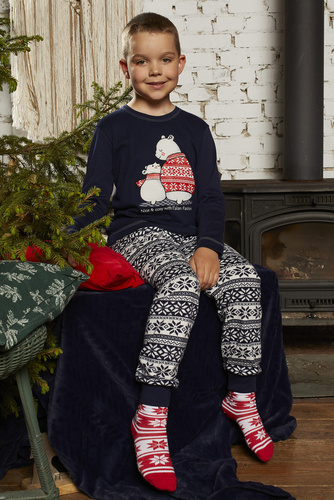 Piżama dziecięca długi rękaw, spodnie Arktyka Italian Fashion - granat