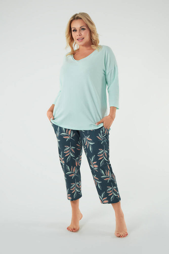Piżama Damska 3/4 rękaw i 7/8 spodnie Julietta Italian Fashion - pistacjowy/druk 