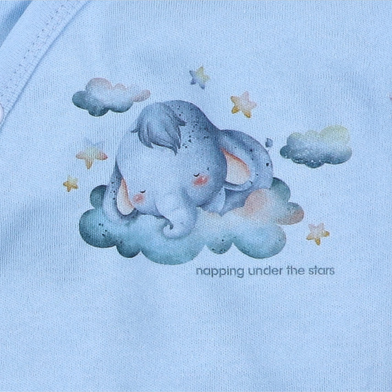 Body kopertowe Little Dreamers Nini z bawełny organicznej błękitne- dla niemowląt, 100% ekologiczne, bezniklowe napy