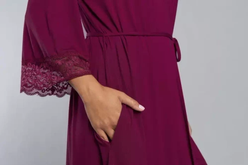 Szlafrok Italian Fashion rękaw 3/4 Samaria  - wino