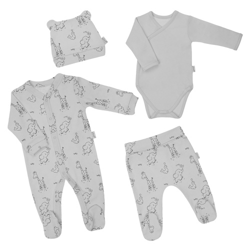 4800 22 Animals Komplet wyprawkowy 4-częściowy nadruk Nicol - szary