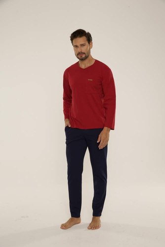 Piżama Męska 683 Kevin De Lafense - bordo- granat