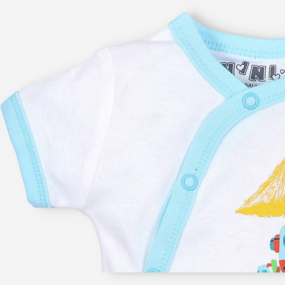 Body kopertowe z bawełny organicznej Summer Robots Nini biały