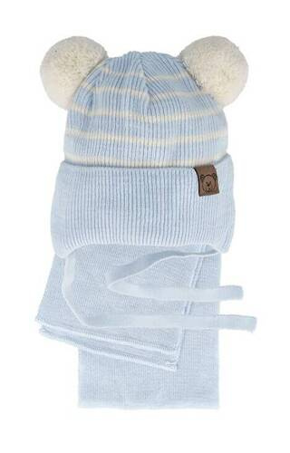 Komplet czapka+szalik 48-317 AJS błękitny