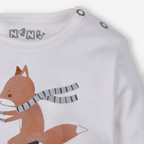 Bluzka z bawełny organicznej Cute Cars Nini ecru 