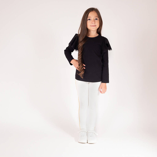 176280 Michalina Legginsy dresowe Nicol - kremowy