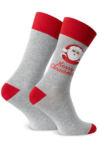 Steven Art.136 melanż szary 167– męskie skarpety świąteczne, kolorowe wzory, bawełniane