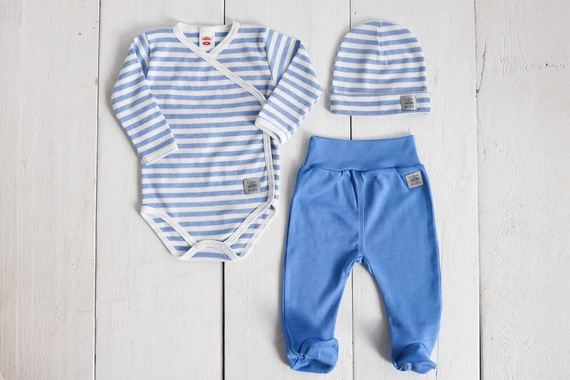 Body dzidziuś z długim rękawem "Greco" Makoma niebieski