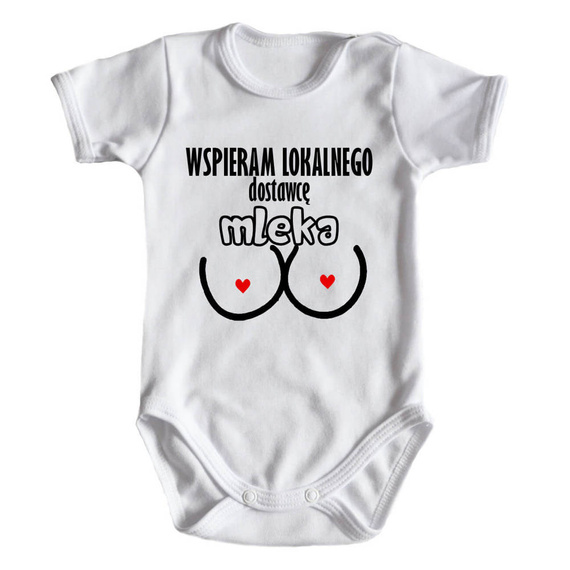 "Wspieram dostawce mleka" body krótki rękaw Moocha czarny