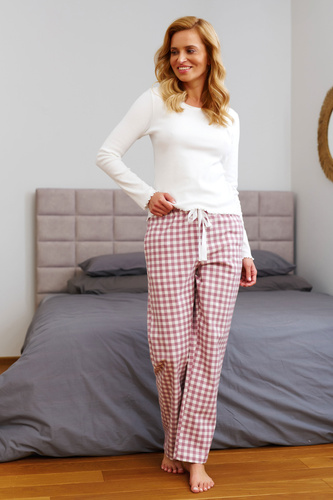 Bawełniana piżama damska w kratkę – Doctor Nap 7302