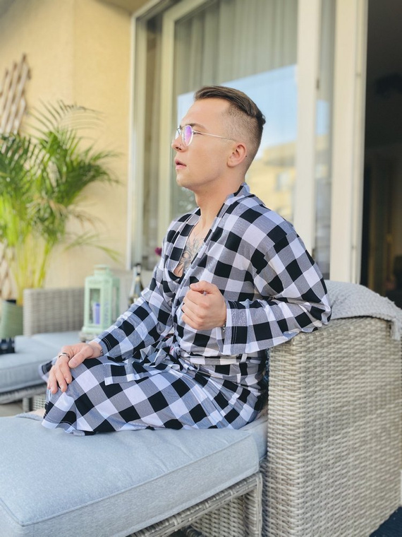 338 Krata Szlafrok męski/ damski De Lafense - czarny/biały