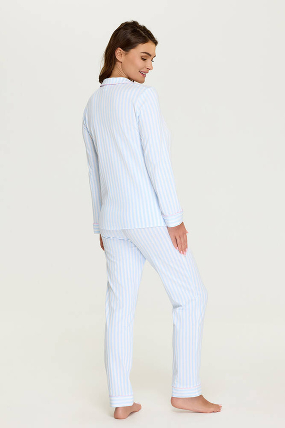 Piżama damska rozpinana 15 Bonamera niebieski paski