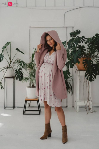 Sukienka do karmienia ciążowa Two Ways MIDI Milk&Love miętowa granatowa w listki