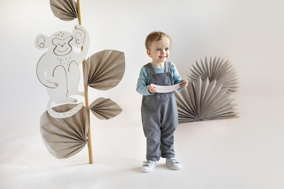 Ogrodniczki niemowlęce Slow Life Pinokio - grafit