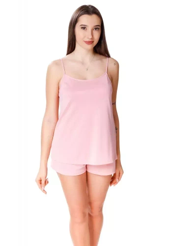 Piżama damska na ramiączkach 86463 Kamelia Mewa ciemny różowy