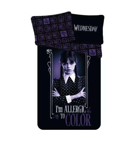 Pościel dziecięca bawełniana Wednesday JF24 Jerry Fabrics czarny fioletowy