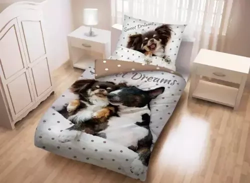 Pościel + worek Pieski Halantex beżowy