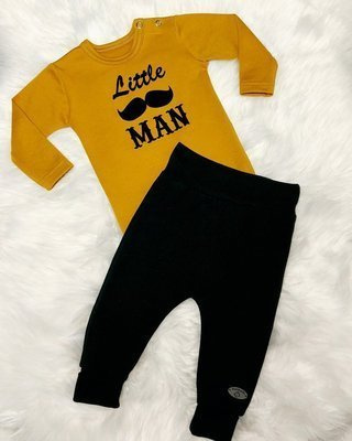 Body z długim rękawem "Little Man" Bambarillo - musztarda