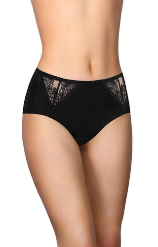 Figi damskie Modo 58 czarne – koronka z przodu, mikrofibra, laserowe wykończenie