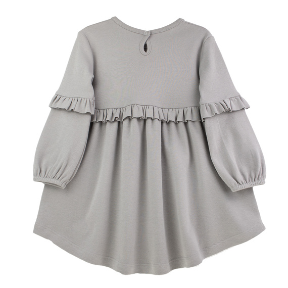 Sukienka Nicol 141971 – szara bawełniana, długi rękaw, falbanki