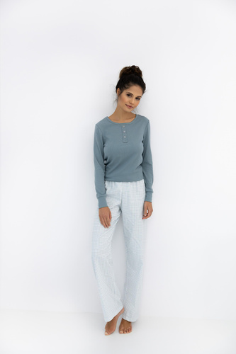 Janelle Komplet piżamowy Sensis – długi rękaw, spodnie w kratkę